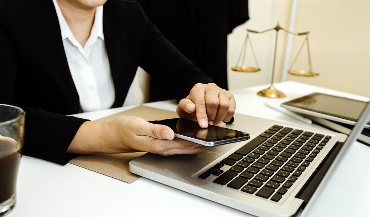 Legal professional working at a desk